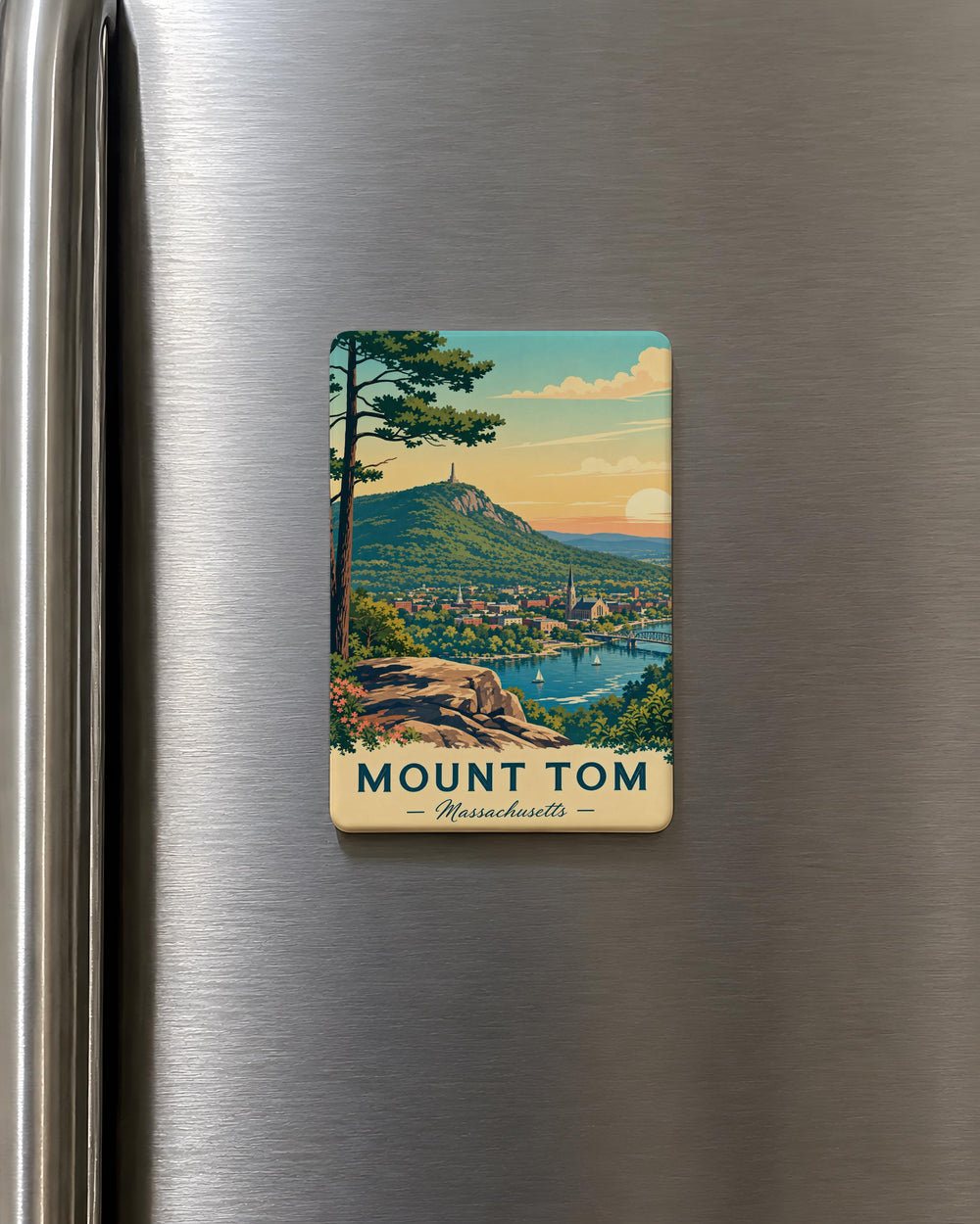 Mount Tom Massachusetts Fridge Magnet, Mount Tom MA Souvenir Magnet, Holyoke Range Travel Keepsake, Pioneer Valley Gift