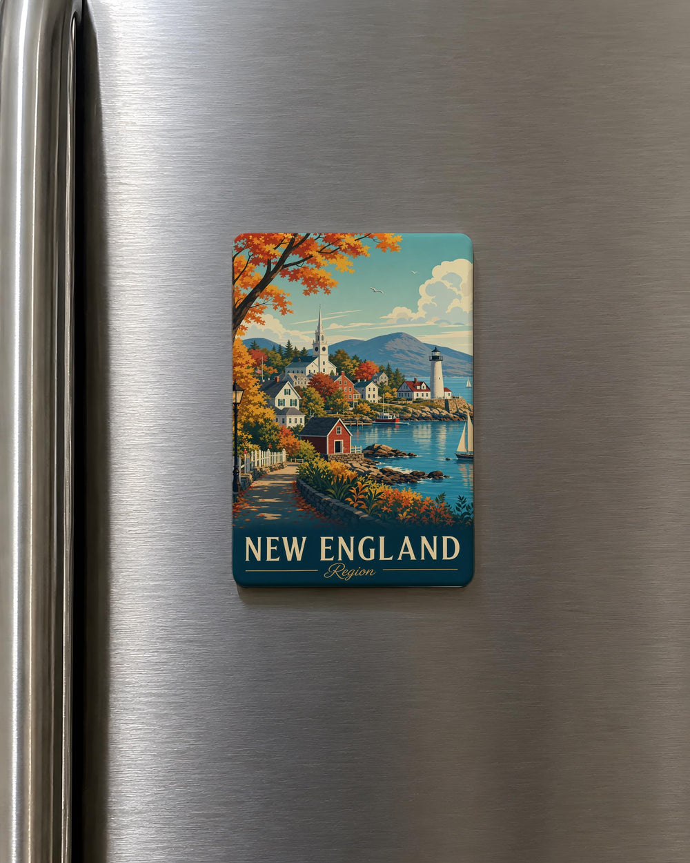 New England Region Fridge Magnet, New England Map Magnet, Massachusetts Maine Vermont New Hampshire Connecticut Rhode Island Souvenir Magnet