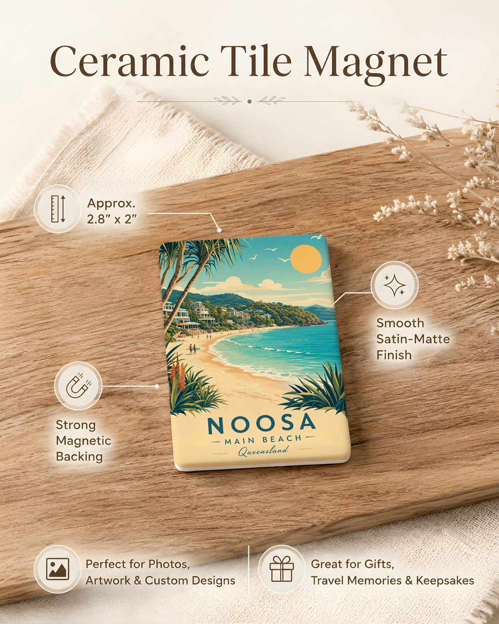 Noosa Main Beach Fridge Magnet, Noosa Heads Queensland Australia Souvenir, Coastal Beach Travel Keepsake Magnet