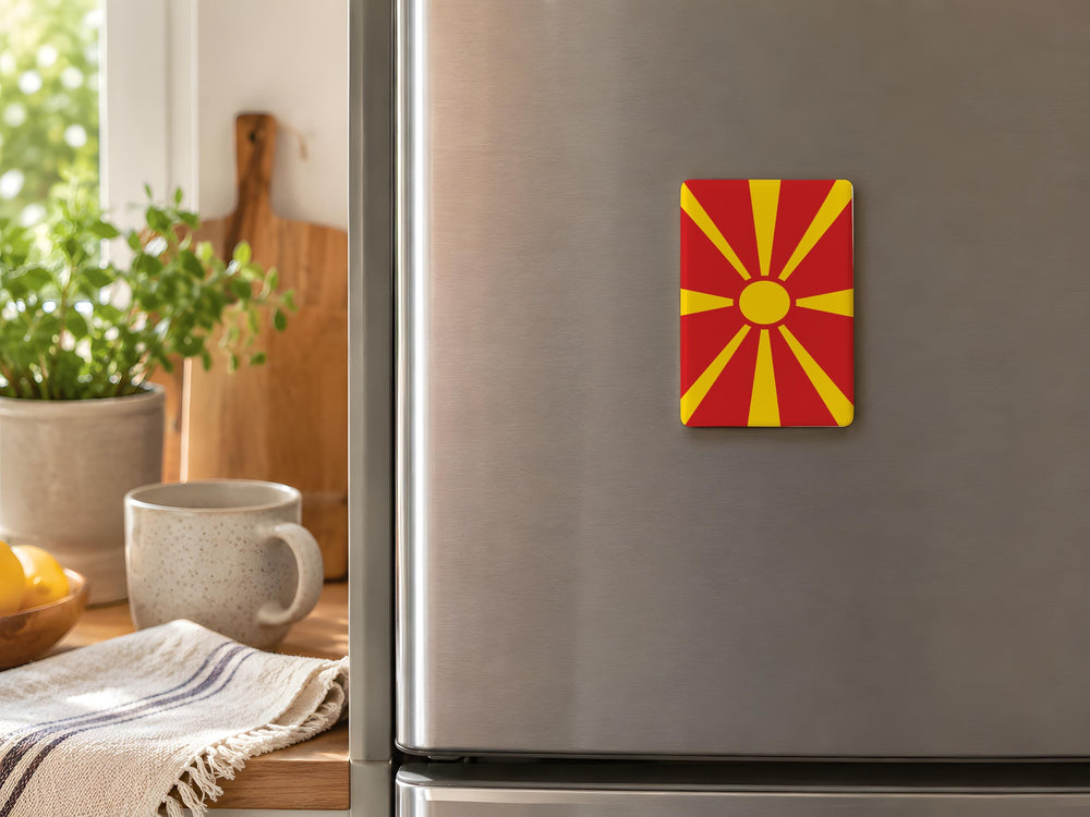 North Macedonia Flag Fridge Magnet, North Macedonian National Flag Magnet, Balkan Souvenir Kitchen Magnet