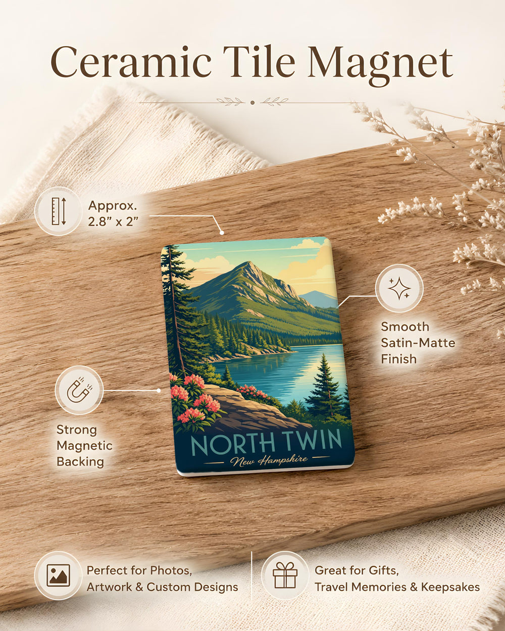 North Twin Fridge Magnet, North Twin Lake Souvenir Magnet, Outdoor Adventure Travel Keepsake Magnet
