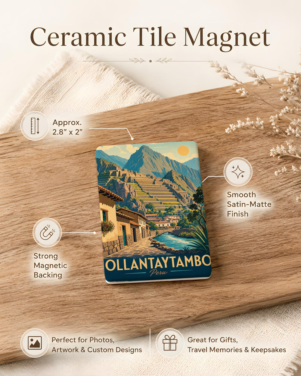 Ollantaytambo Fridge Magnet, Peru Sacred Valley Inca Ruins Souvenir Magnet, Travel Gift, Landmark Refrigerator Magnet