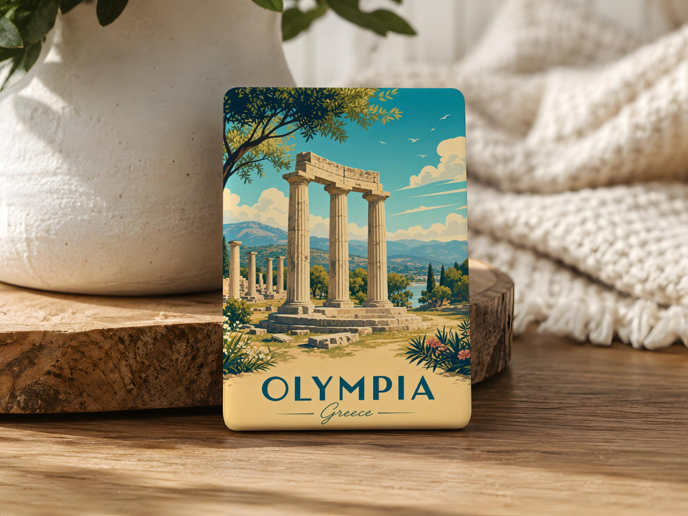 Olympia Ruins Fridge Magnet, Ancient Greek Temple Ruins Souvenir Magnet, Olympia Greece Landmark Refrigerator Magnet