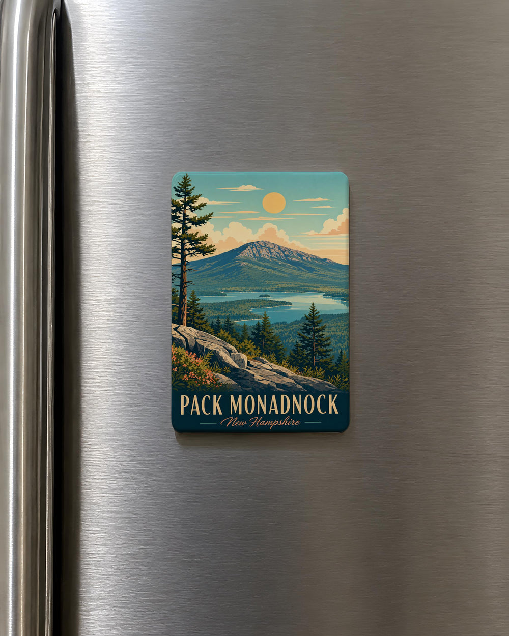 Pack Monadnock Fridge Magnet, New Hampshire Mountain Souvenir Magnet, Hiking Peak Landmark Gift
