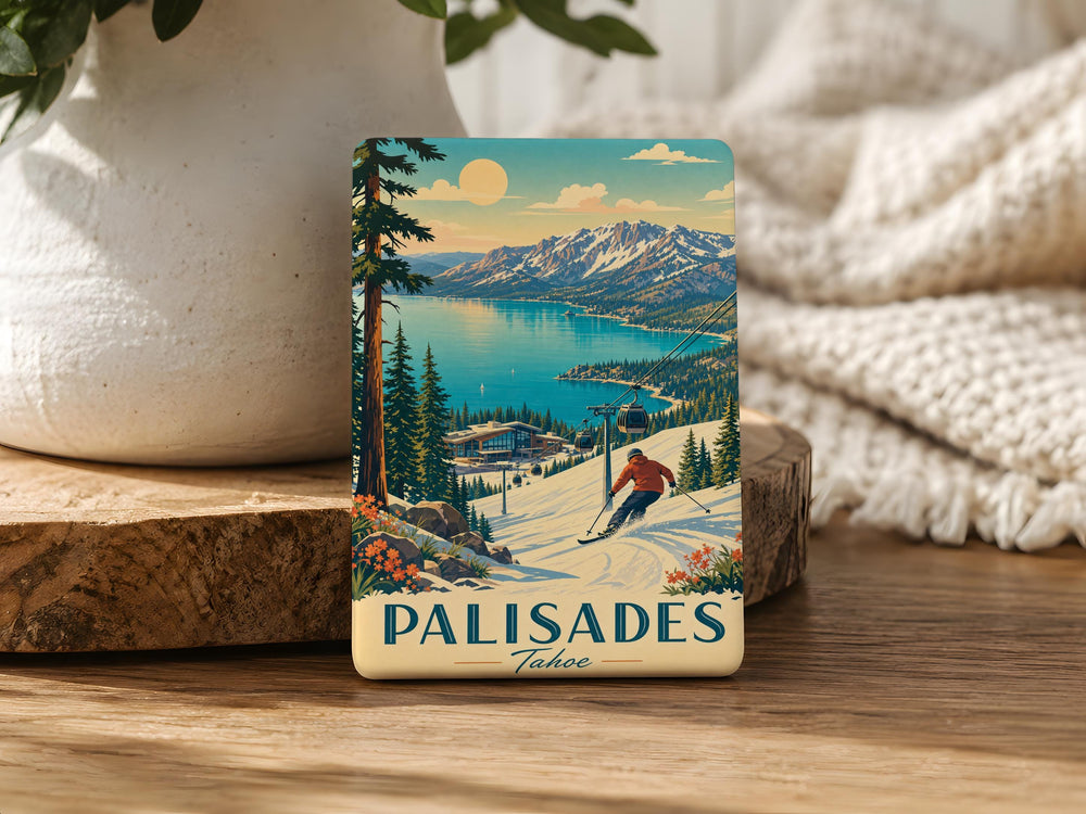 Palisades Tahoe Fridge Magnet, Lake Tahoe Ski Resort Souvenir Magnet, California Mountain Vacation Keepsake