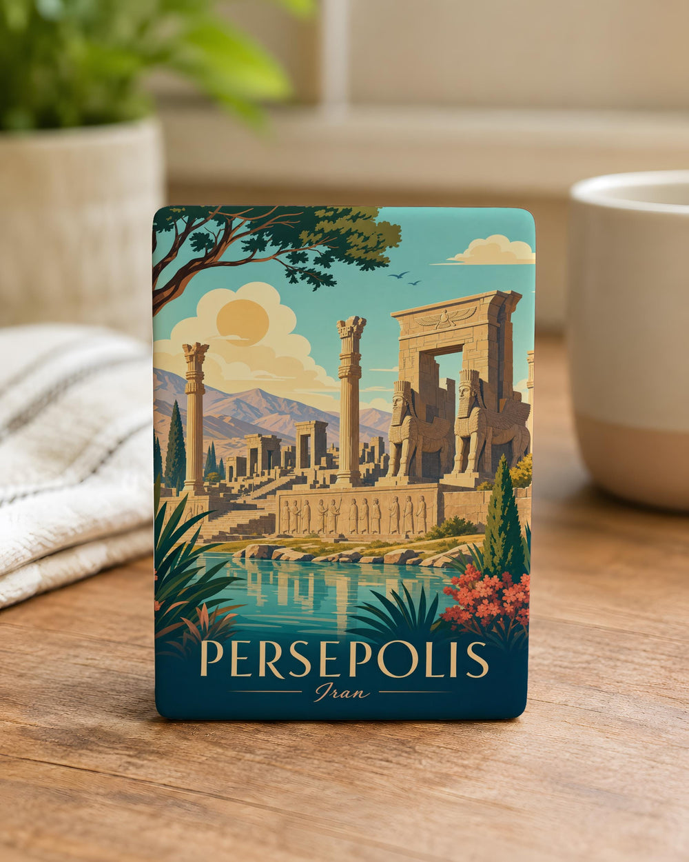 Persepolis Fridge Magnet, Ancient Persian Ruins Souvenir, Iran Historic Site Travel Keepsake Magnet