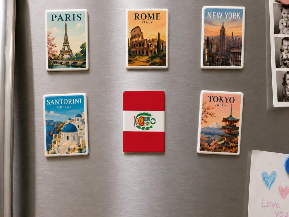 Peru Flag Fridge Magnet, Peruvian Flag Magnet, Peru Souvenir Magnet, Peru Travel Gift, Lima Peru Keepsake Magnet