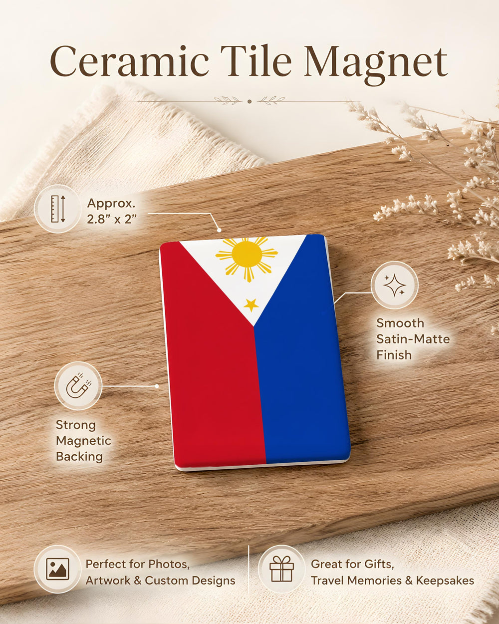 Philippines Flag Fridge Magnet, Philippine Flag Magnet, Philippines Souvenir Magnet, Filipino Pride Magnet, Philippines Gift Magnet