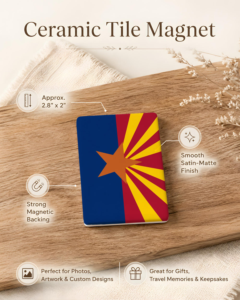 Phoenix Flag Fridge Magnet, Phoenix Arizona Flag Magnet, Arizona Souvenir Magnet, Phoenix AZ Gift, State Flag Refrigerator Magnet