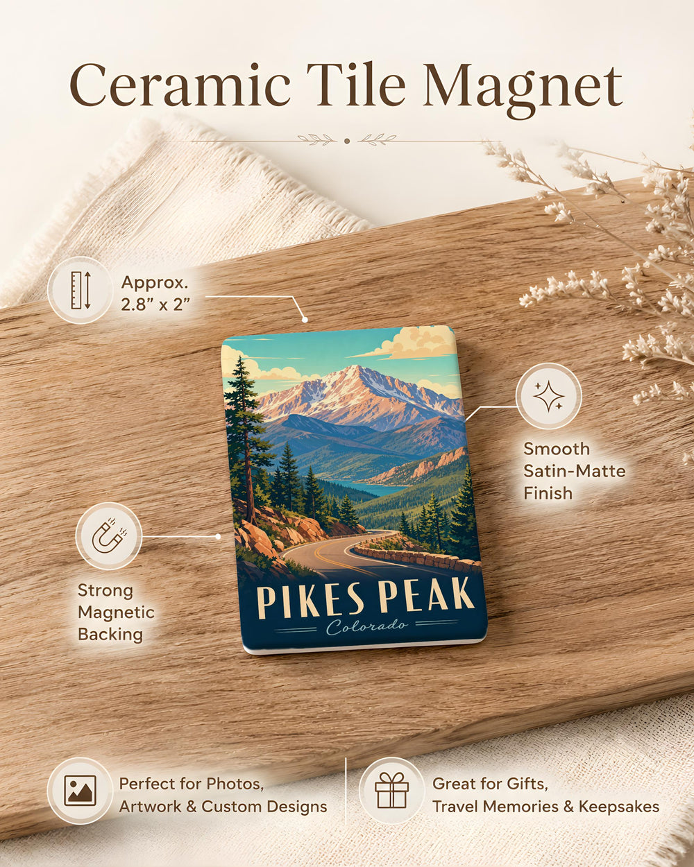 Pikes Peak Colorado Fridge Magnet, Pikes Peak Mountain Souvenir Magnet, Colorado Springs Travel Gift Magnet