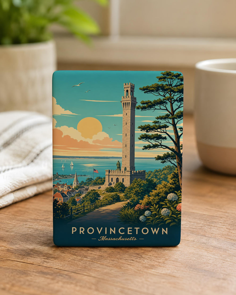 Pilgrim Monument Fridge Magnet, Provincetown Cape Cod Landmark Souvenir Magnet, Massachusetts Coastal Memorial Keepsake