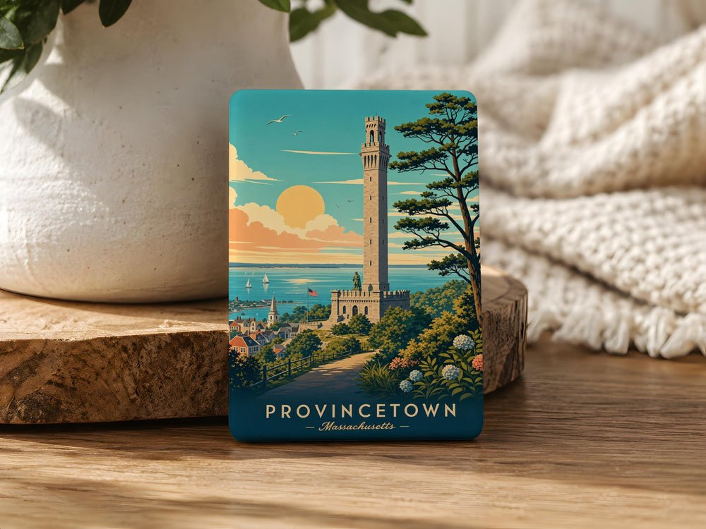 Pilgrim Monument Fridge Magnet, Provincetown Cape Cod Landmark Souvenir Magnet, Massachusetts Coastal Memorial Keepsake