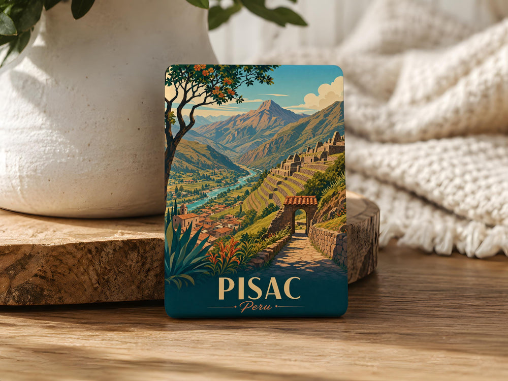 Pisac Peru Fridge Magnet, Pisac Sacred Valley Souvenir Magnet, Peru Travel Gift, Andean Village Landmark Magnet