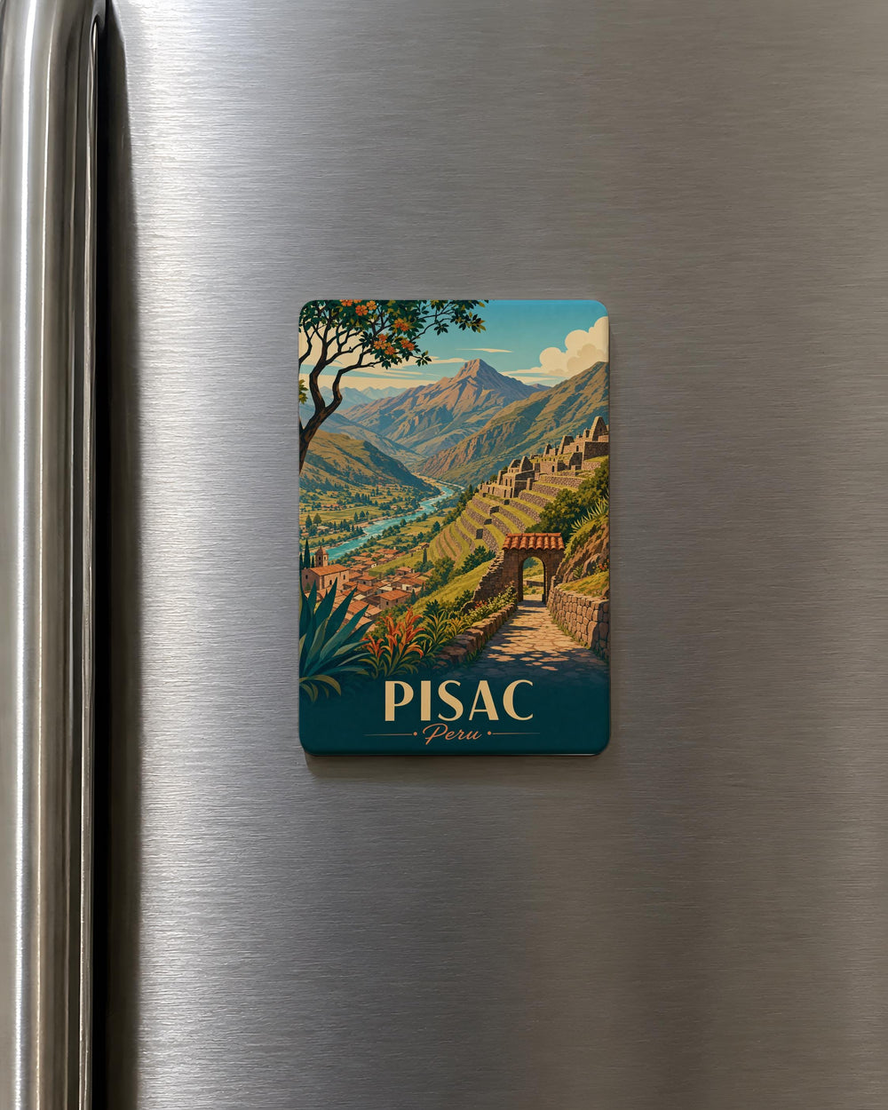 Pisac Peru Fridge Magnet, Pisac Sacred Valley Souvenir Magnet, Peru Travel Gift, Andean Village Landmark Magnet