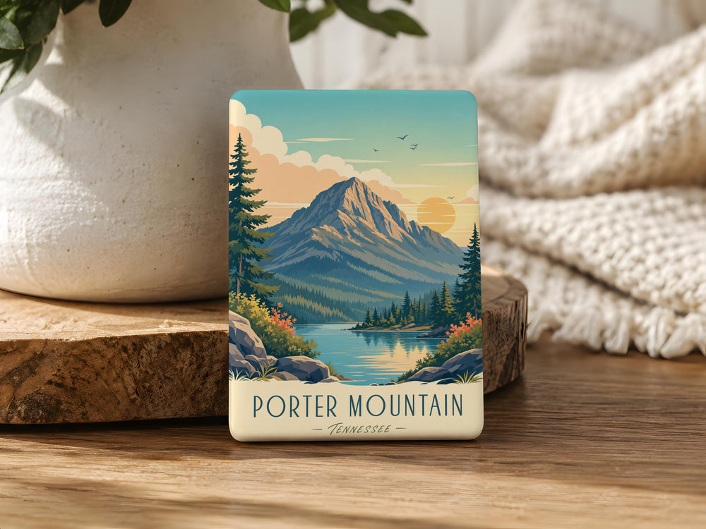 Porter Mountain Fridge Magnet, Mountain Peak Landscape Souvenir Magnet, Outdoor Adventure Travel Keepsake Gift