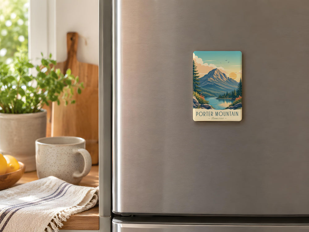 Porter Mountain Fridge Magnet, Mountain Peak Landscape Souvenir Magnet, Outdoor Adventure Travel Keepsake Gift