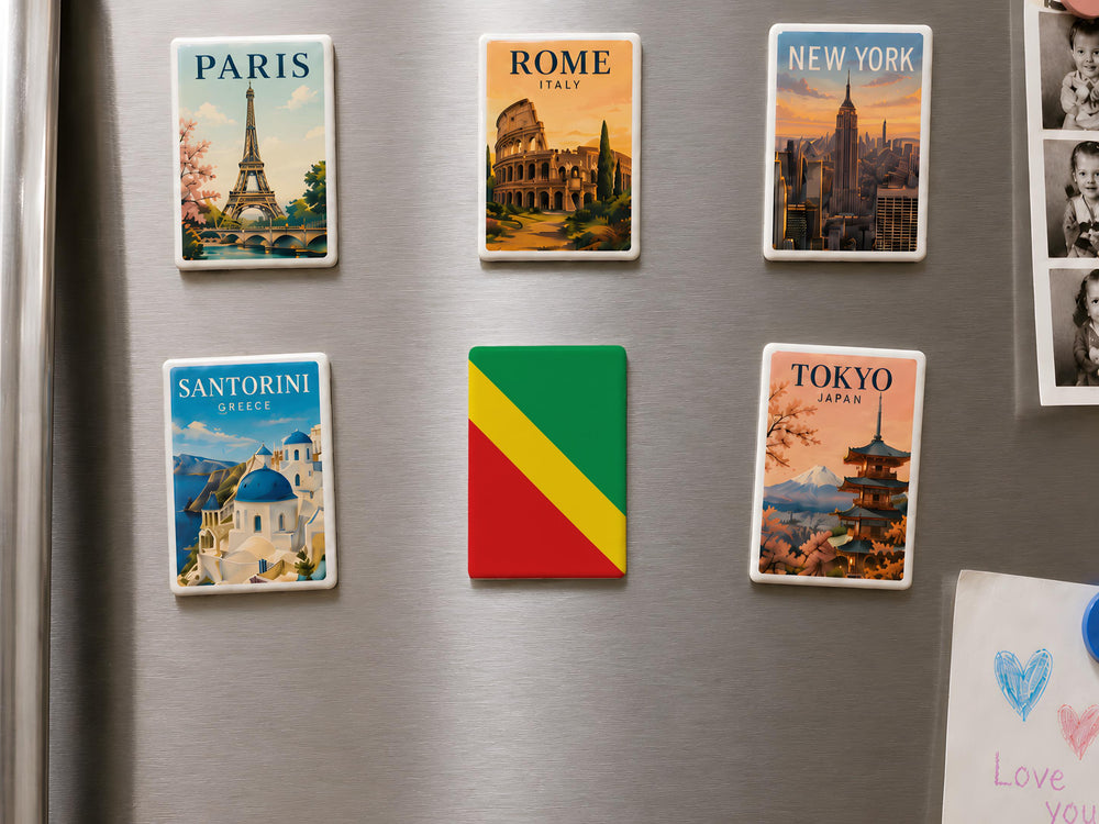 Republic of the Congo Flag Fridge Magnet, Congo National Flag Magnet, Republic of Congo Souvenir Magnet, African Flag Magnet