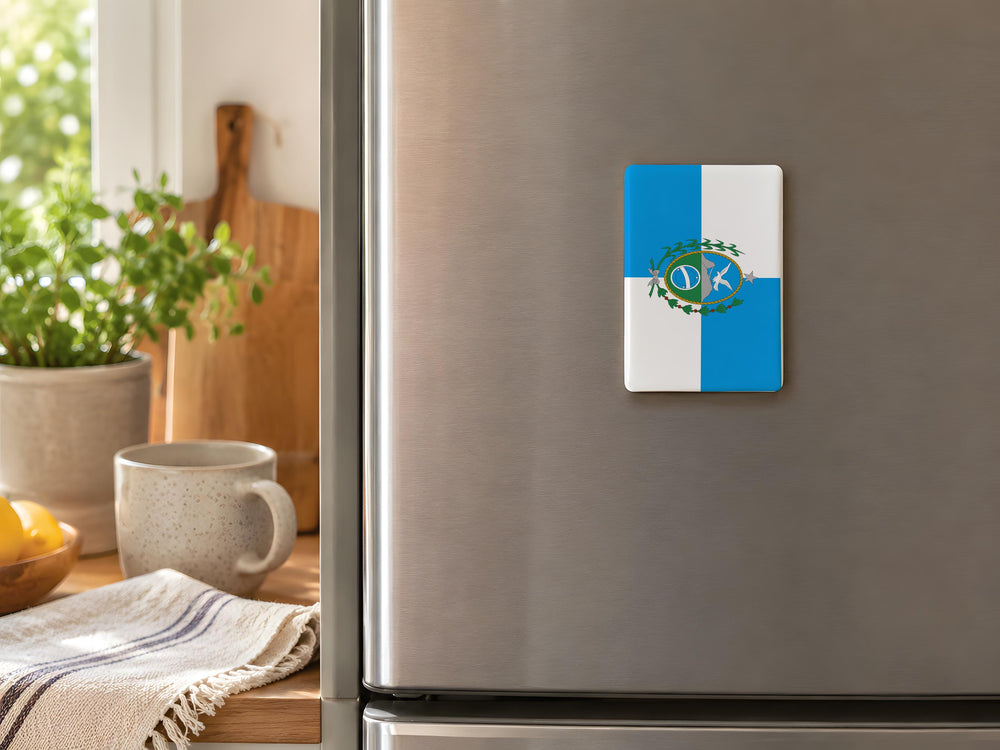 Rio de Janeiro State Flag Fridge Magnet, Brazil State Flag Magnet, Souvenir Refrigerator Magnet from Rio de Janeiro Brazil