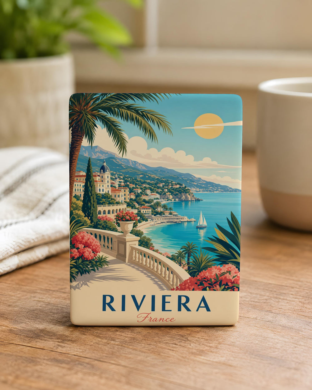 French Riviera Fridge Magnet, Riviera France Souvenir Magnet, Côte d’Azur Coastal Travel Keepsake Magnet