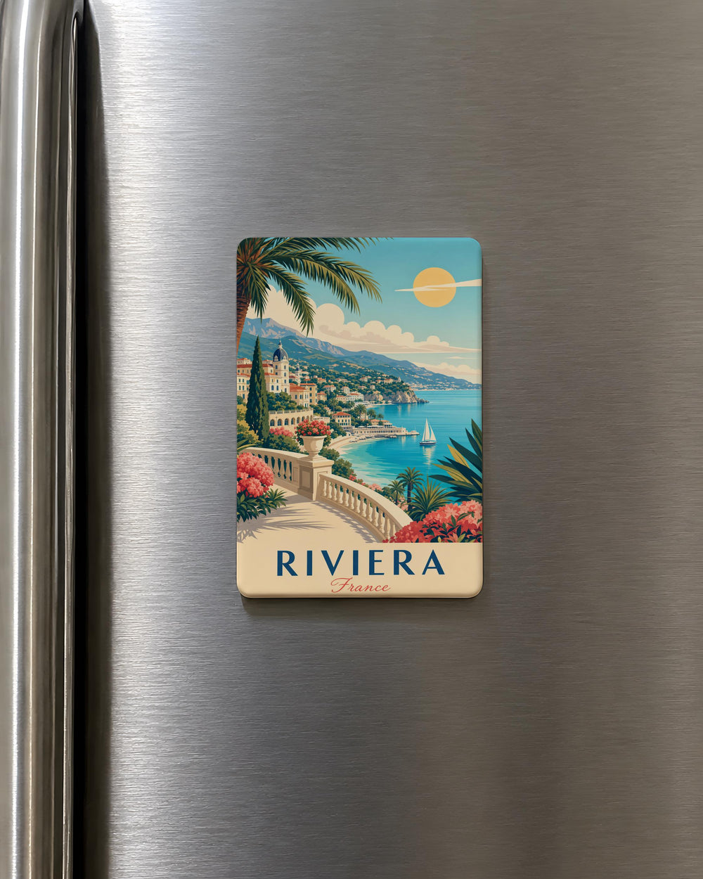 French Riviera Fridge Magnet, Riviera France Souvenir Magnet, Côte d’Azur Coastal Travel Keepsake Magnet