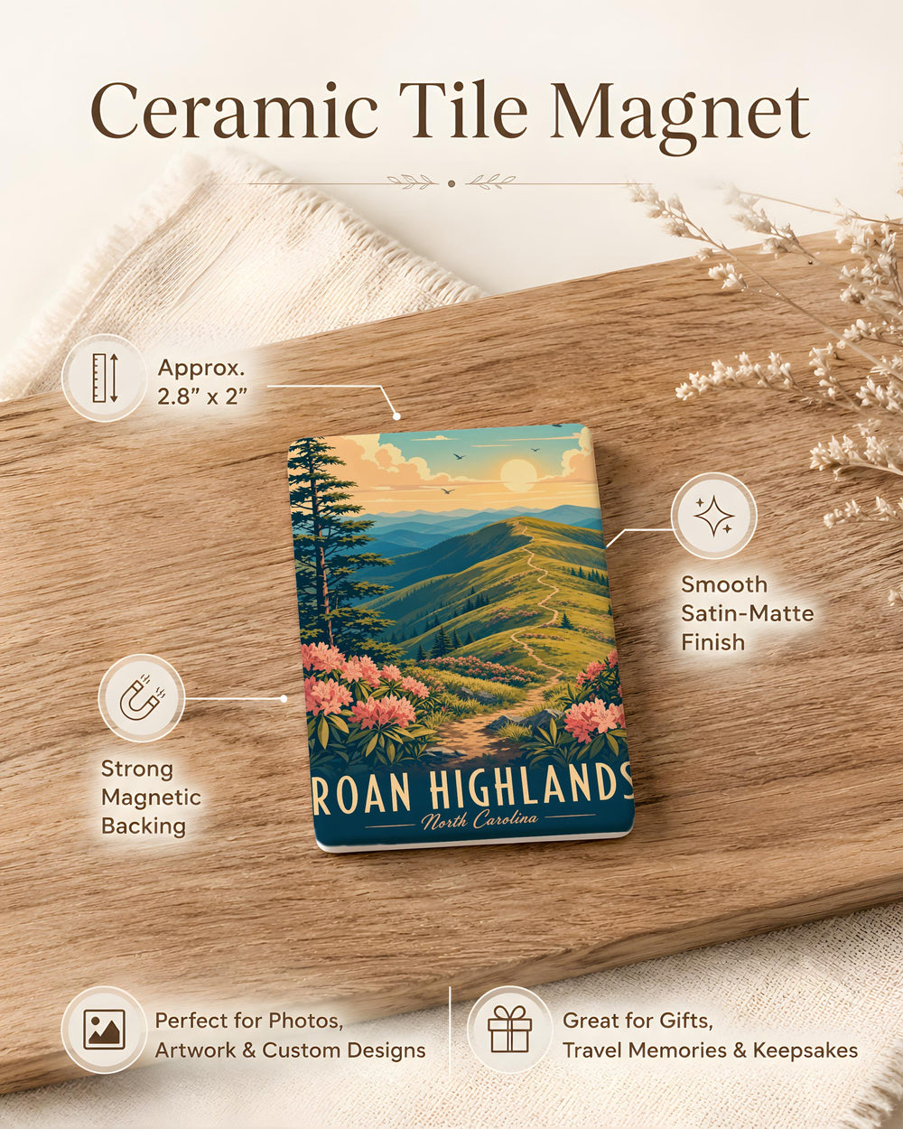 Roan Highlands Fridge Magnet Appalachian Mountain Landscape Souvenir Hiking Nature Scenic Travel Gift
