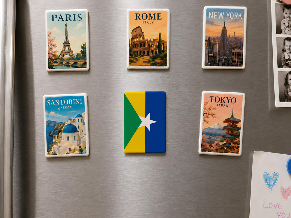 Rondônia State Flag Fridge Magnet, Brazil Rondônia Flag Magnet, Rondônia Souvenir Refrigerator Magnet
