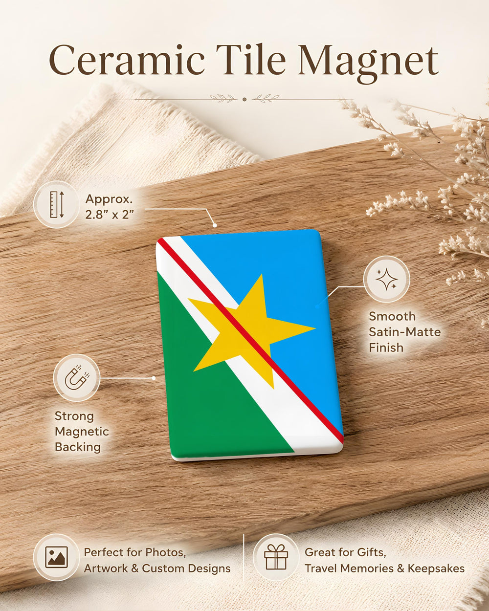 Roraima State Flag Fridge Magnet, Brazil State Flag Magnet, Roraima Souvenir Magnet, Brazilian Flag Kitchen Magnet