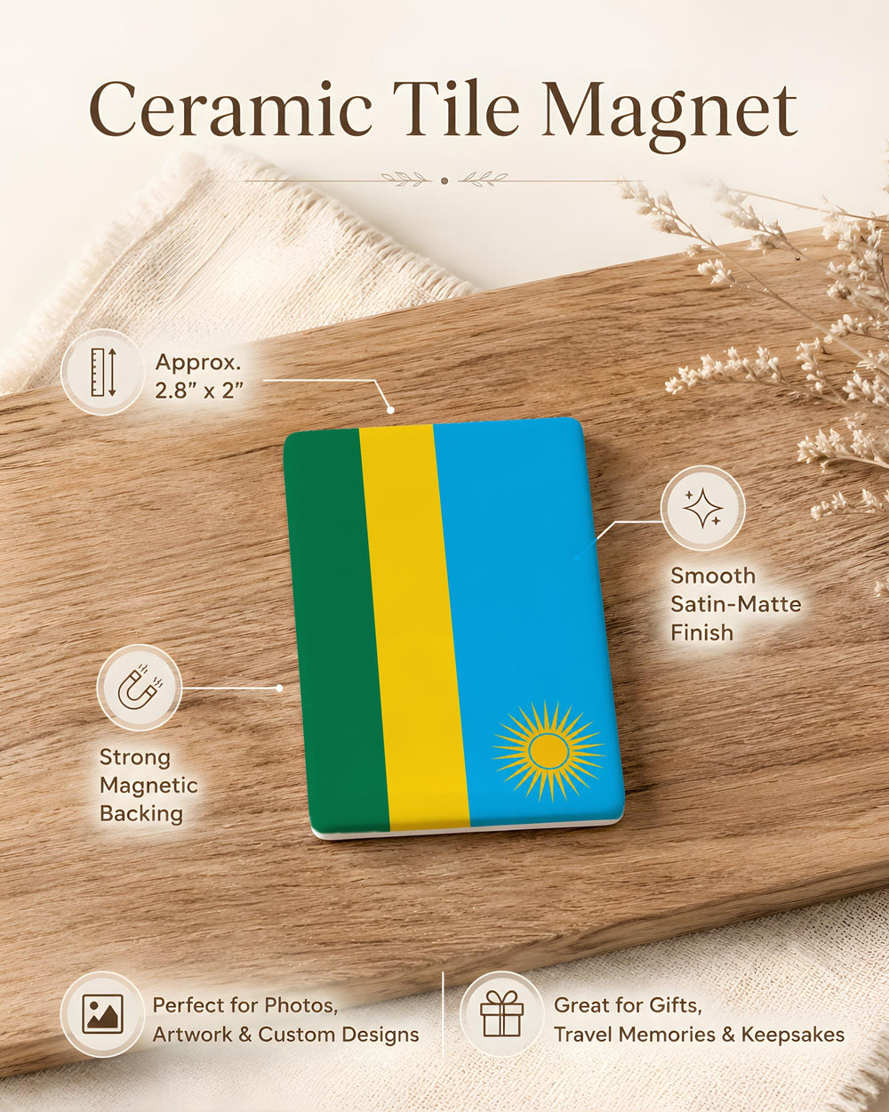 Rwanda Flag Fridge Magnet, Rwanda National Flag Magnet, Rwanda Souvenir Refrigerator Magnet, Rwanda Pride Kitchen Magnet