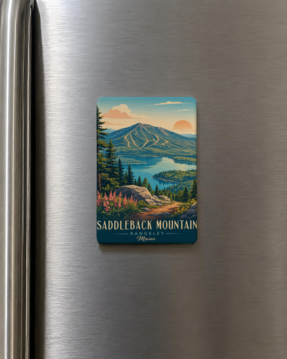 Saddleback Mountain Fridge Magnet, Mountain Landscape Souvenir Magnet, Outdoor Adventure Nature Travel Keepsake Magnet