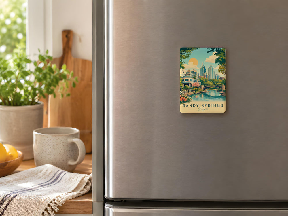 Sandy Springs Fridge Magnet, Sandy Springs Georgia Souvenir Magnet, City Landmark Travel Keepsake Refrigerator Magnet
