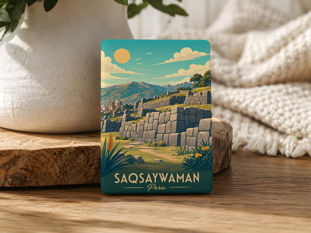 Saqsaywaman Fridge Magnet, Peru Inca Fortress Ruins Souvenir Magnet, Cusco Landmark Travel Keepsake Magnet