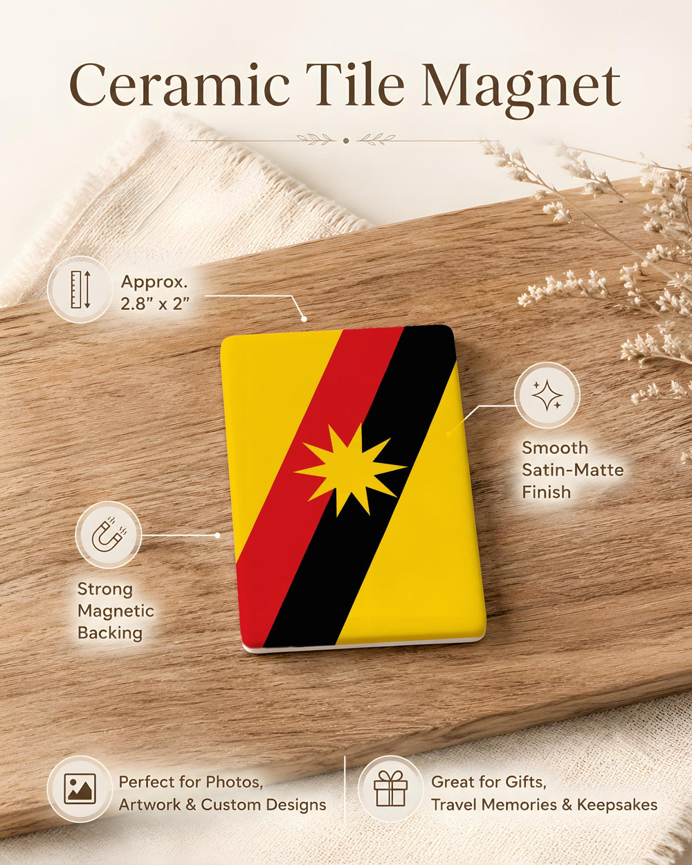 Sarawak State Flag Fridge Magnet, Sarawak Malaysia Flag Magnet, Borneo Souvenir Magnet, Travel Keepsake Magnet