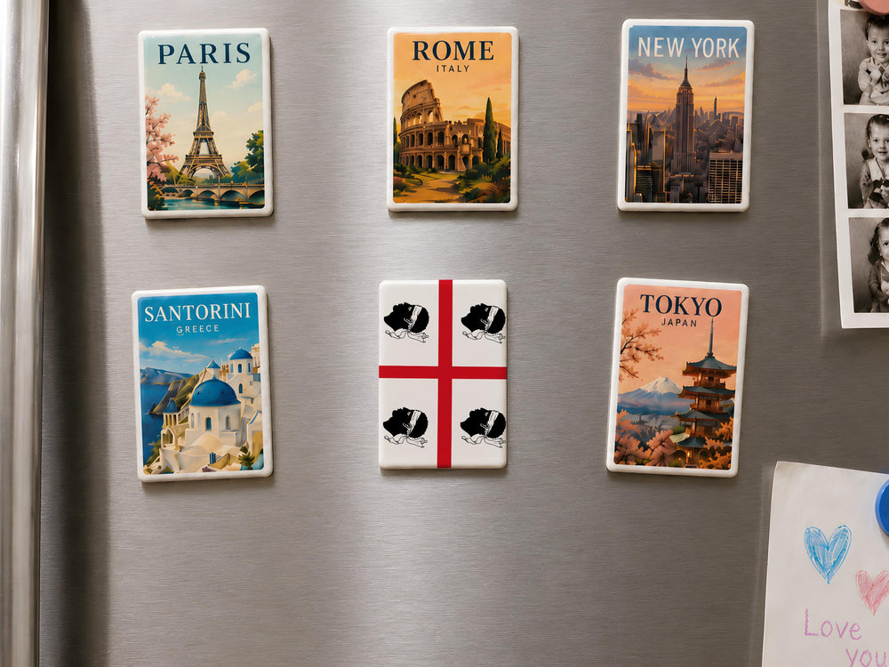 Sardinia Flag Fridge Magnet, Sardegna Island Symbol Souvenir Magnet, Italy Travel Keepsake Magnet