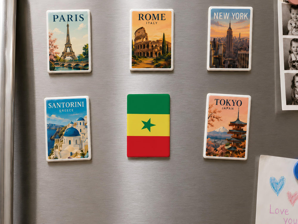 Senegal Flag Fridge Magnet, Senegal Souvenir Magnet, West Africa Flag Magnet, Senegal Travel Gift, Dakar Keepsake Magnet