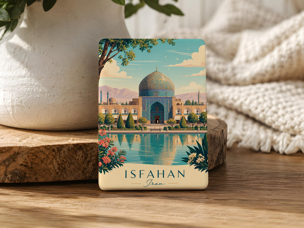 Sheikh Lotfollah Mosque Fridge Magnet, Isfahan Iran Souvenir Magnet, Persian Architecture Landmark Kitchen Magnet