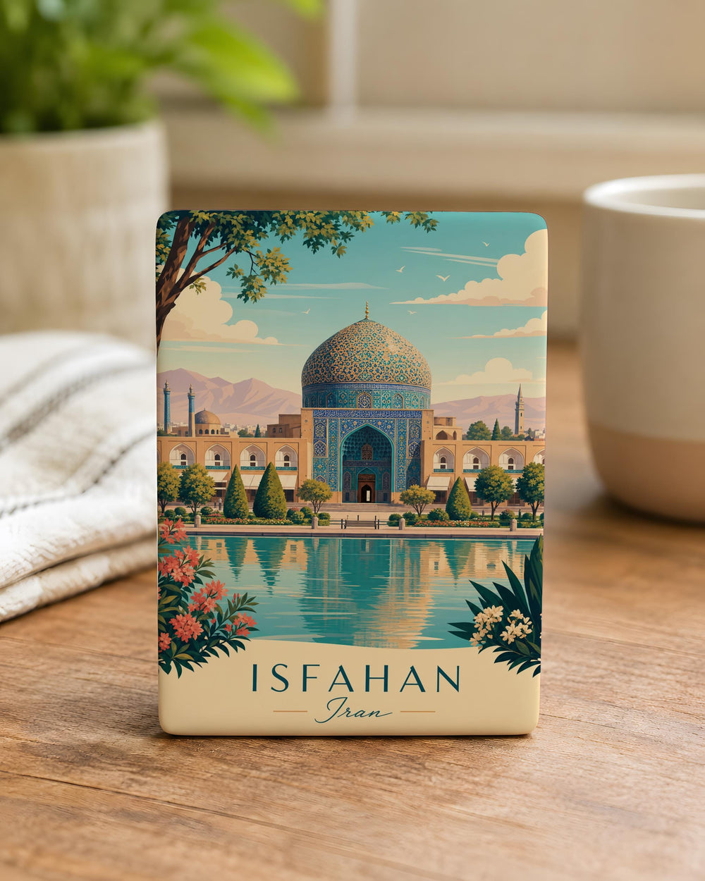 Sheikh Lotfollah Mosque Fridge Magnet, Isfahan Iran Souvenir Magnet, Persian Architecture Landmark Kitchen Magnet