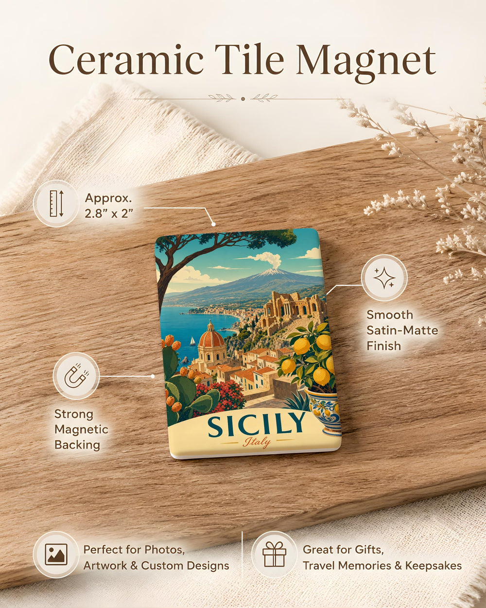Sicily Region Fridge Magnet, Sicily Italy Map Souvenir Magnet, Sicilian Island Outline Travel Gift, Italian Region Magnet