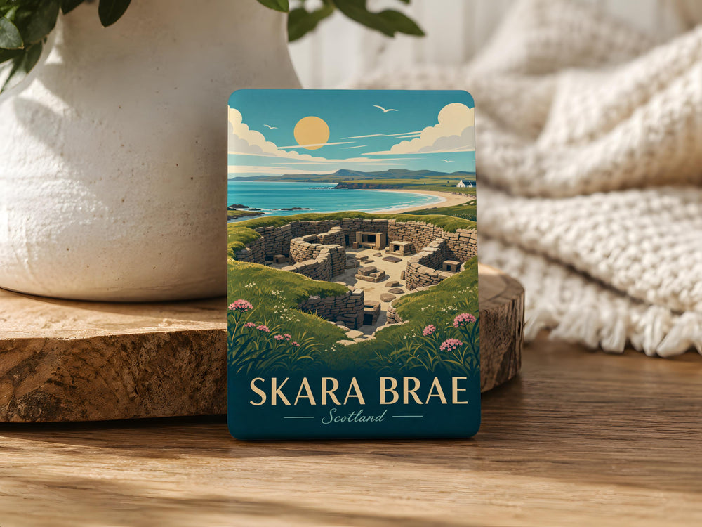 Skara Brae Fridge Magnet, Orkney Neolithic Village Souvenir, Scottish Ancient Stone Settlement Travel Keepsake