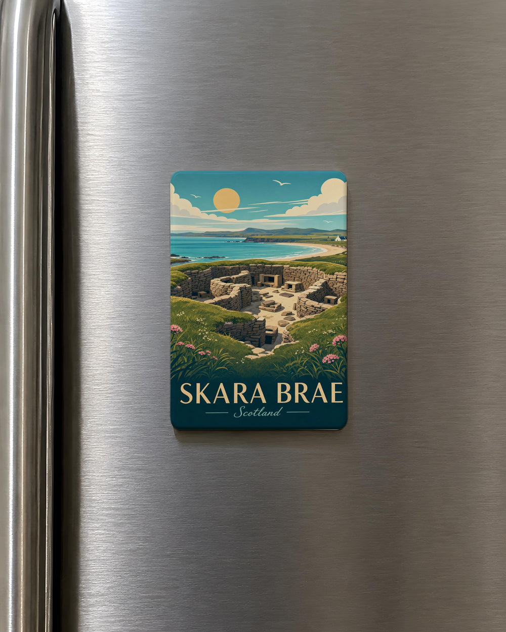 Skara Brae Fridge Magnet, Orkney Neolithic Village Souvenir, Scottish Ancient Stone Settlement Travel Keepsake