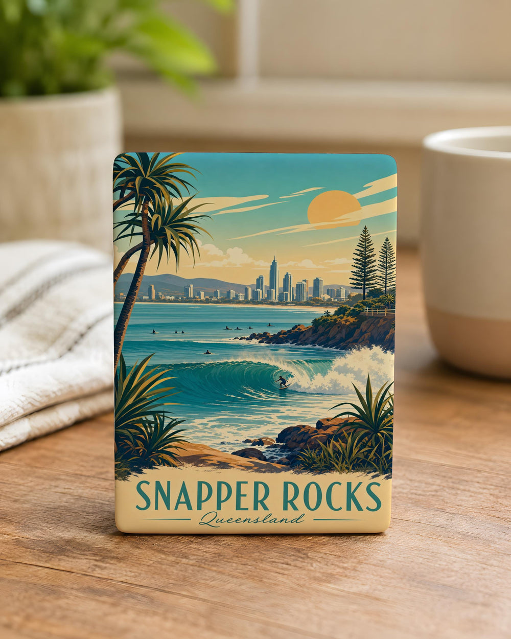 Snapper Rocks Fridge Magnet, Snapper Rocks Australia Souvenir Magnet, Coastal Landmark Travel Keepsake Magnet