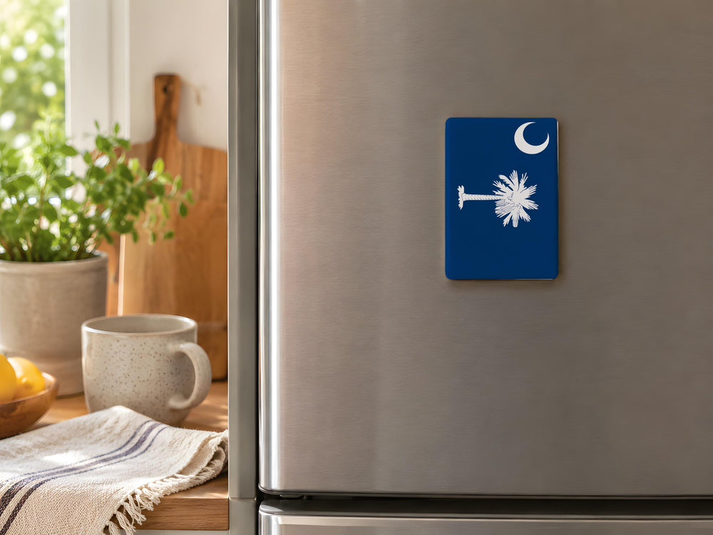 South Carolina State Flag Fridge Magnet, South Carolina Souvenir Magnet, Palmetto Tree and Crescent Moon Magnet, SC Gift