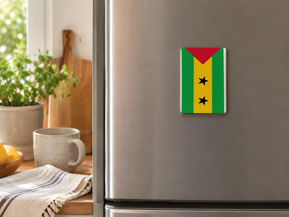São Tomé and Príncipe Flag Fridge Magnet, Island Nation Souvenir Magnet, Travel Gift, Flag Collector Magnet
