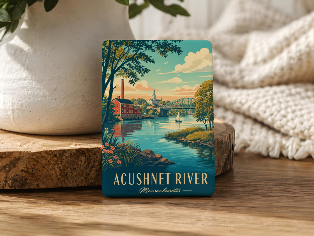 Acushnet River Fridge Magnet, Acushnet River Massachusetts Souvenir Magnet, River Landmark Keepsake Magnet