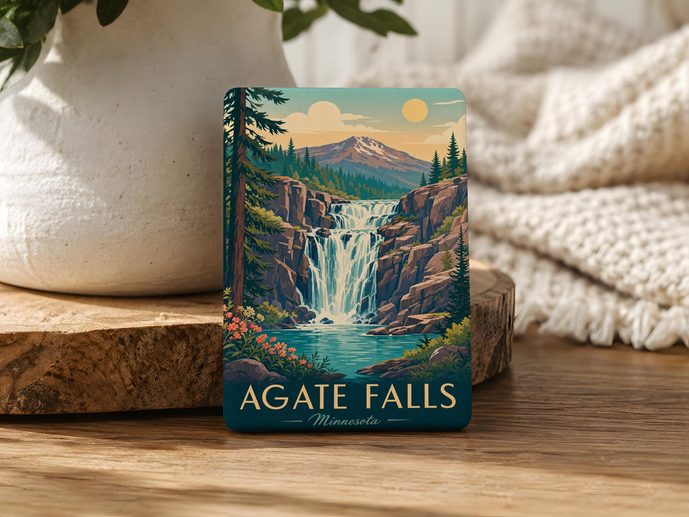 Agate Falls Fridge Magnet, Waterfall Souvenir Magnet, Michigan Upper Peninsula Nature Travel Gift