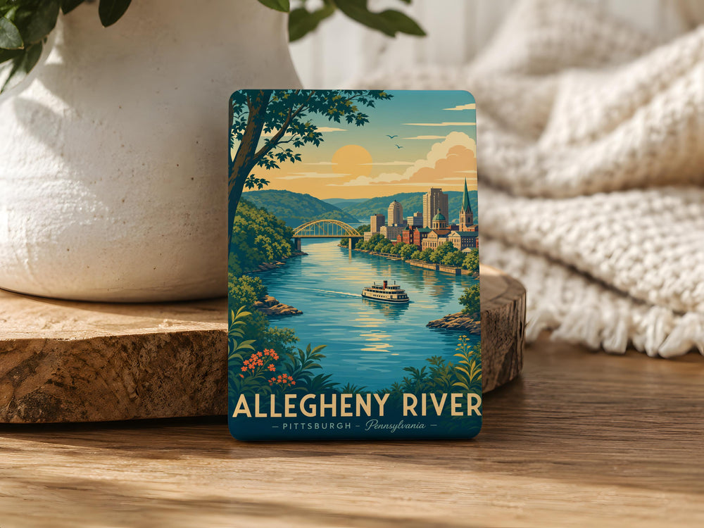 Allegheny River Fridge Magnet, Pennsylvania River Landmark Souvenir, Pittsburgh Area Travel Keepsake Magnet