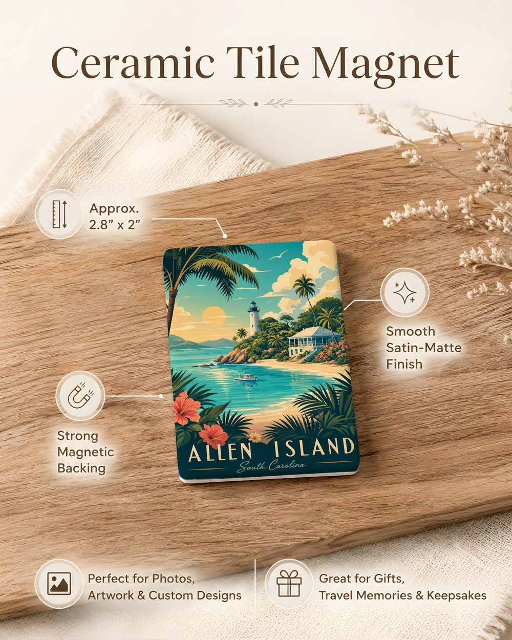 Allen Island Fridge Magnet, Allen Island Maine Souvenir Magnet, Coastal Island Travel Keepsake, Vacation Refrigerator Magnet