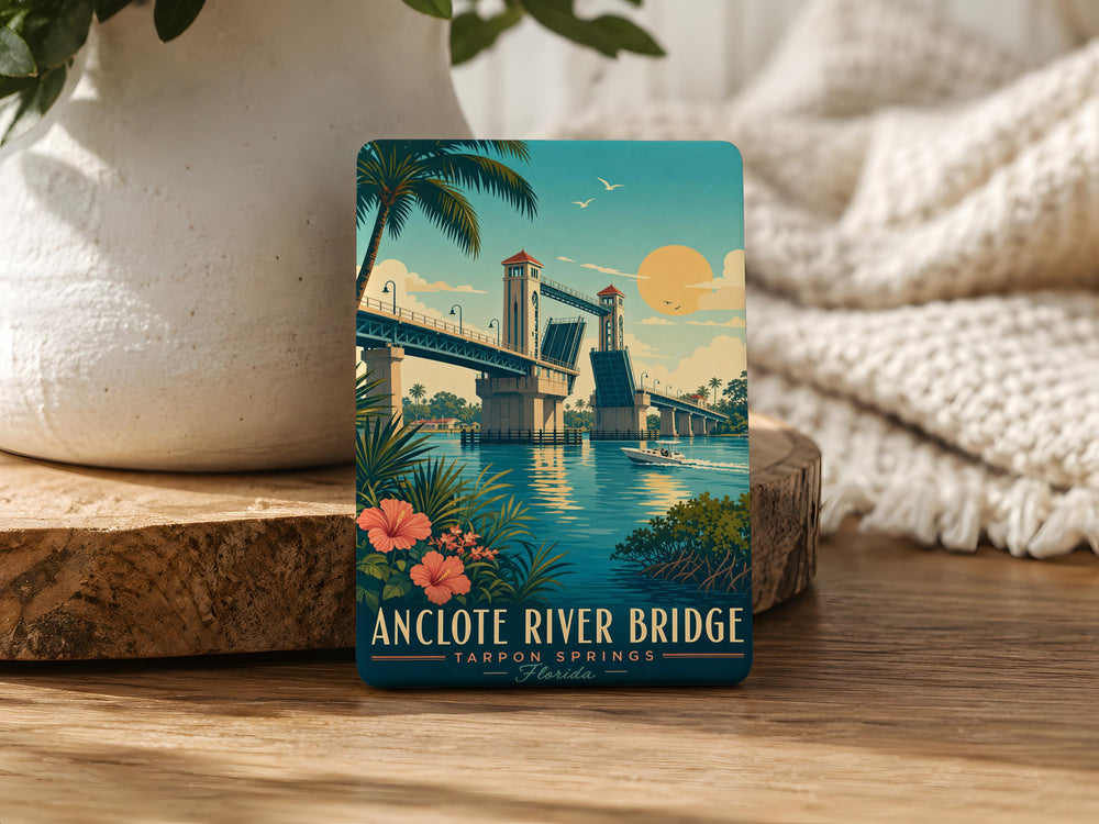 Anclote River Bridge Fridge Magnet, Florida River Crossing Souvenir Magnet, Coastal Landmark Travel Gift
