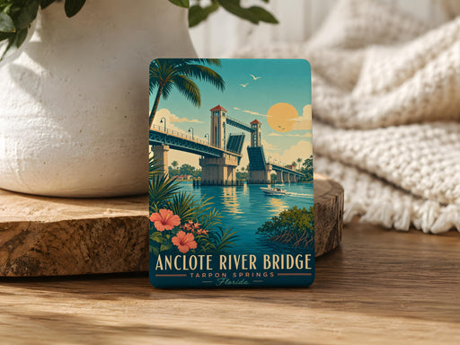 Anclote River Bridge Fridge Magnet, Florida River Crossing Souvenir Magnet, Coastal Landmark Travel Gift