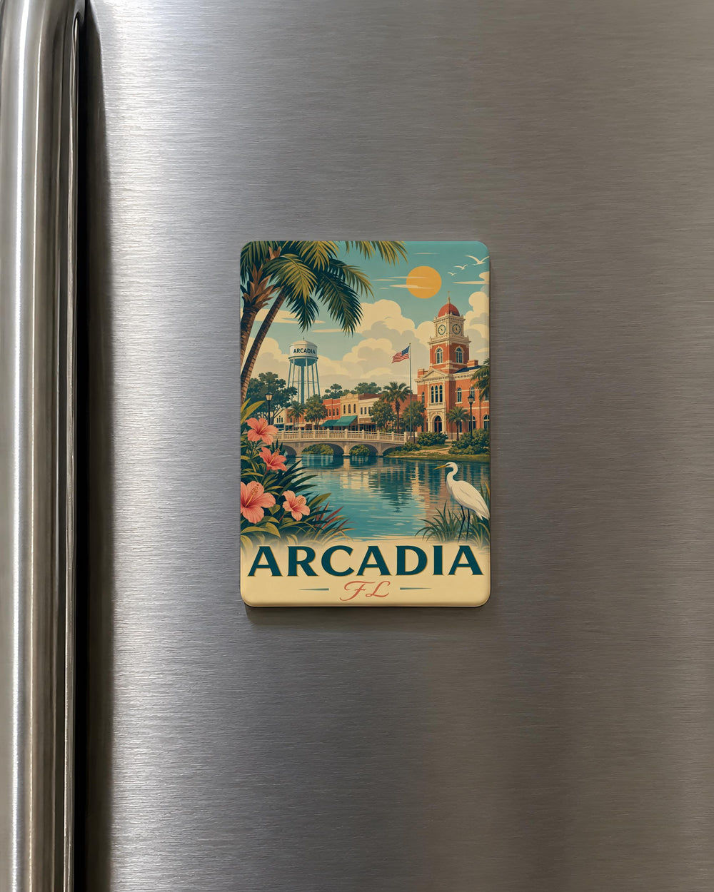 Arcadia Florida Fridge Magnet, Arcadia FL Souvenir Magnet, Small Town Florida Travel Gift, USA City Landmark Keepsake Magnet