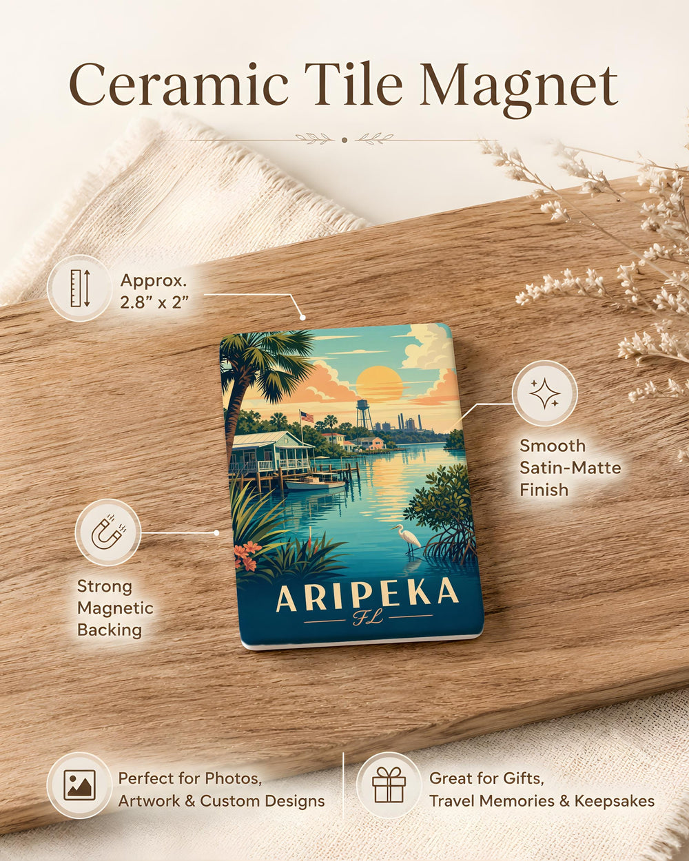 Aripeka Florida Fridge Magnet, Aripeka FL Souvenir Magnet, Gulf Coast Fishing Village Gift, Florida Vacation Keepsake
